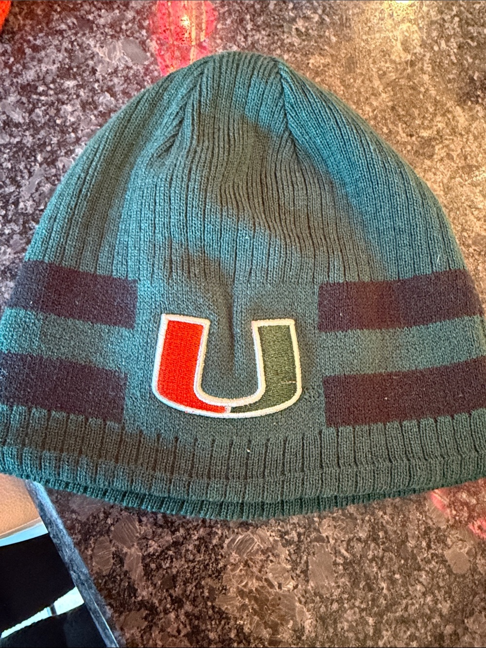 Nike University of Miami Knit Beanie with Red & White 'U' Patch